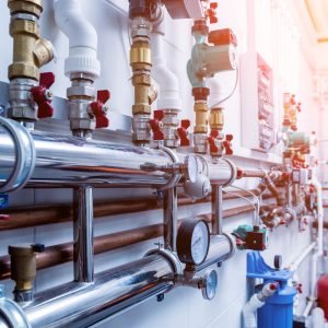 Boiler room equipment for modern heating system.